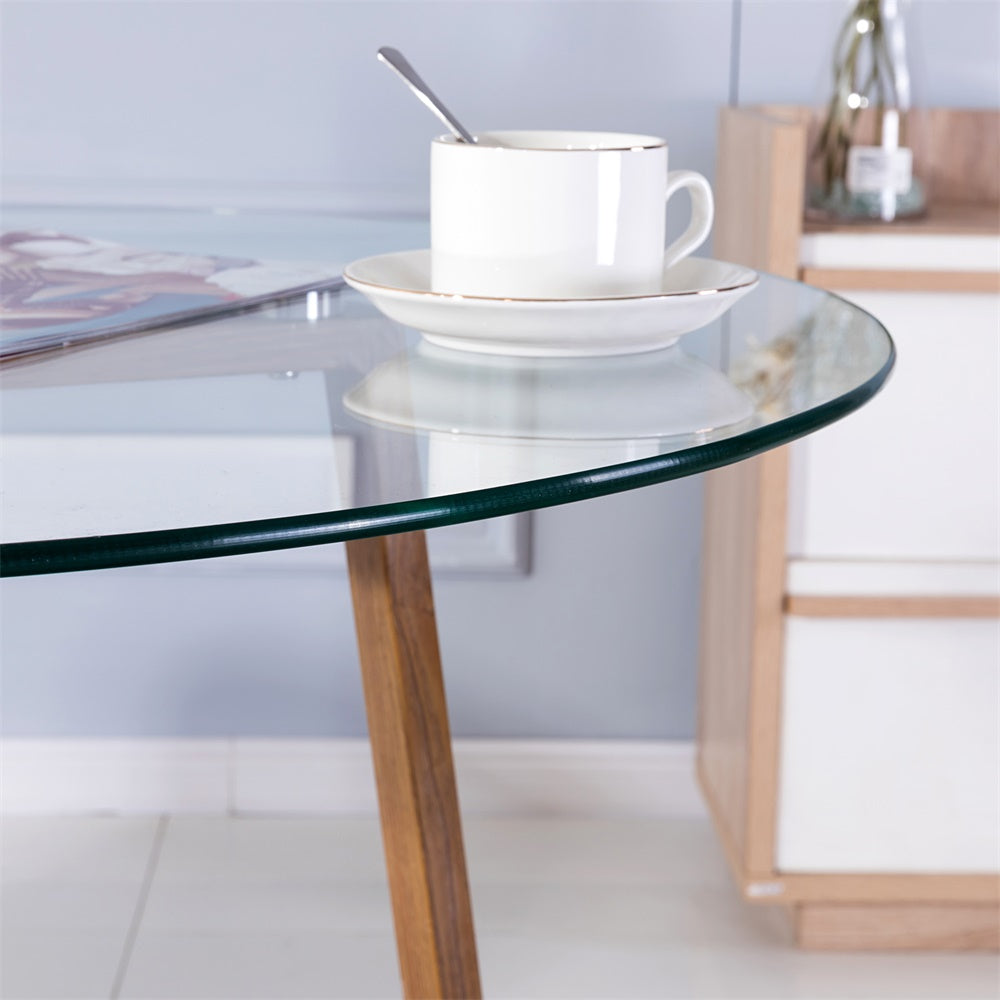 ROUNE Round glass dining tables with metal legs 80*80*75 cm - Transparent