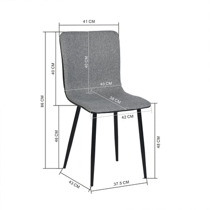 SCARGILL Fabric PU Dining Chair with Metal Legs - Grey