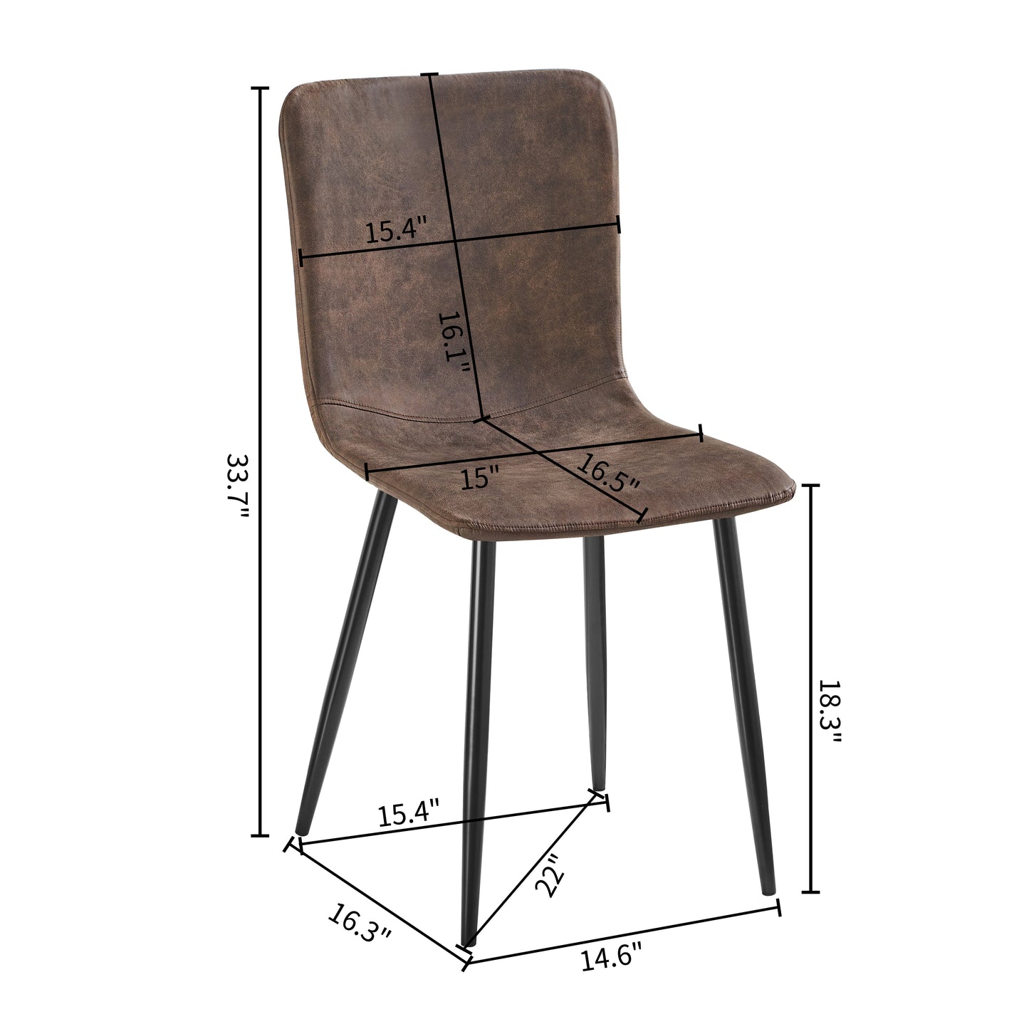 SCARGILL Dining Chair with Metal Legs - Black/Brown