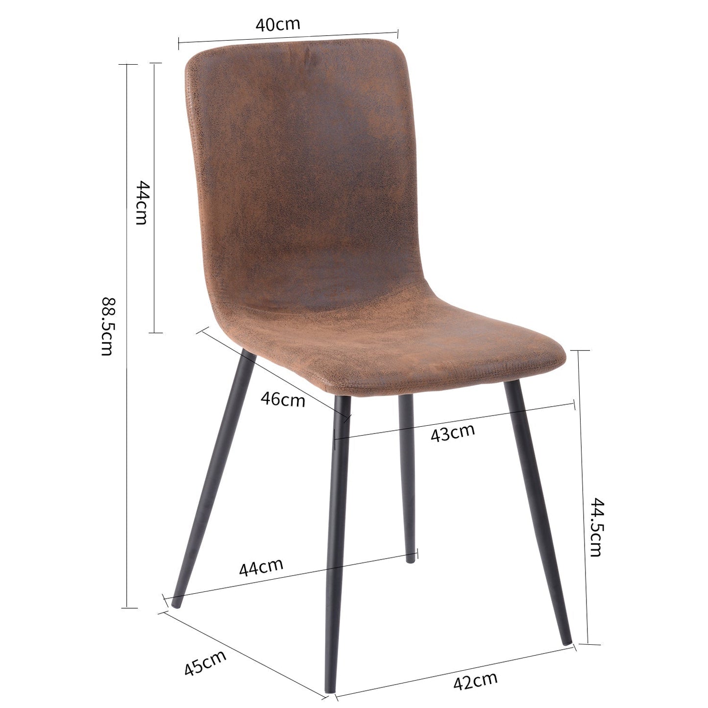 SCARGILL SUEDE dining chair with metal legs - Brown