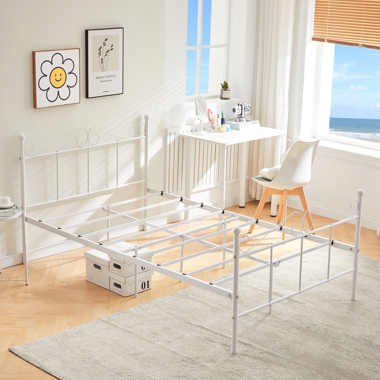 TOAST Simple/Double Metal Bed Frame 100 * 200 cm/120 * 200 cm - Black/White