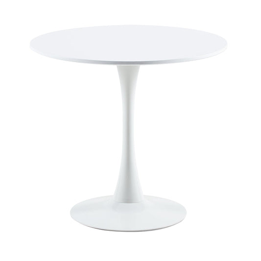 Tulip Modern White Top Round Table Simple Leisure Dining Table - White