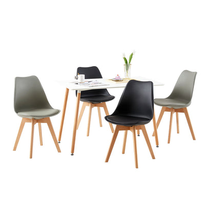 TULIP PP Dining Chairs with Beech Legs Retro Design Kitchen Chairs - Black and Gray