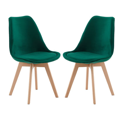 TULIP Velvet Dining Chairs with Beech Legs Scandinavian design Upholstered Chair - Pink/Green