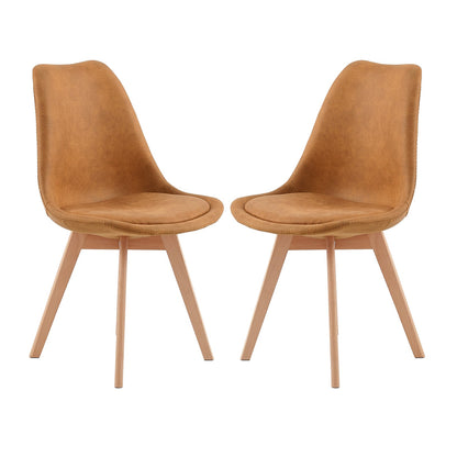 TULIP Technical Cloth Dining Chairs Retro Design Kitchen Chairs with Beech Leg - Dark Grey/Light Brown