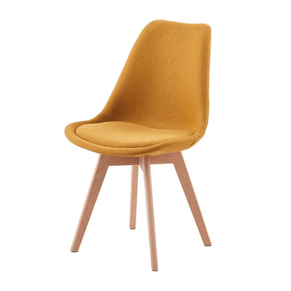 TULIP Fabric Dining Chairs with Beech Leg - Grey/Yellow