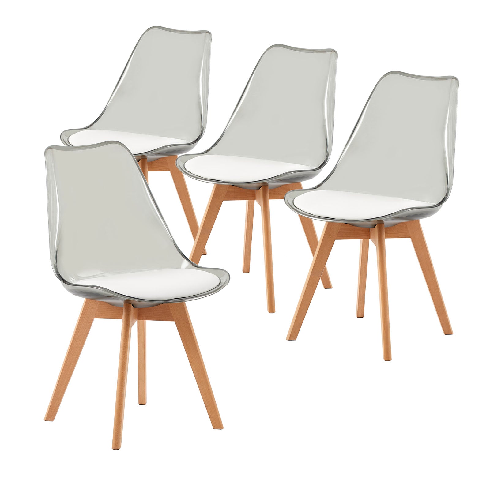 TULIP PC Dining Chairs with Beech Leg - Smoked Grey