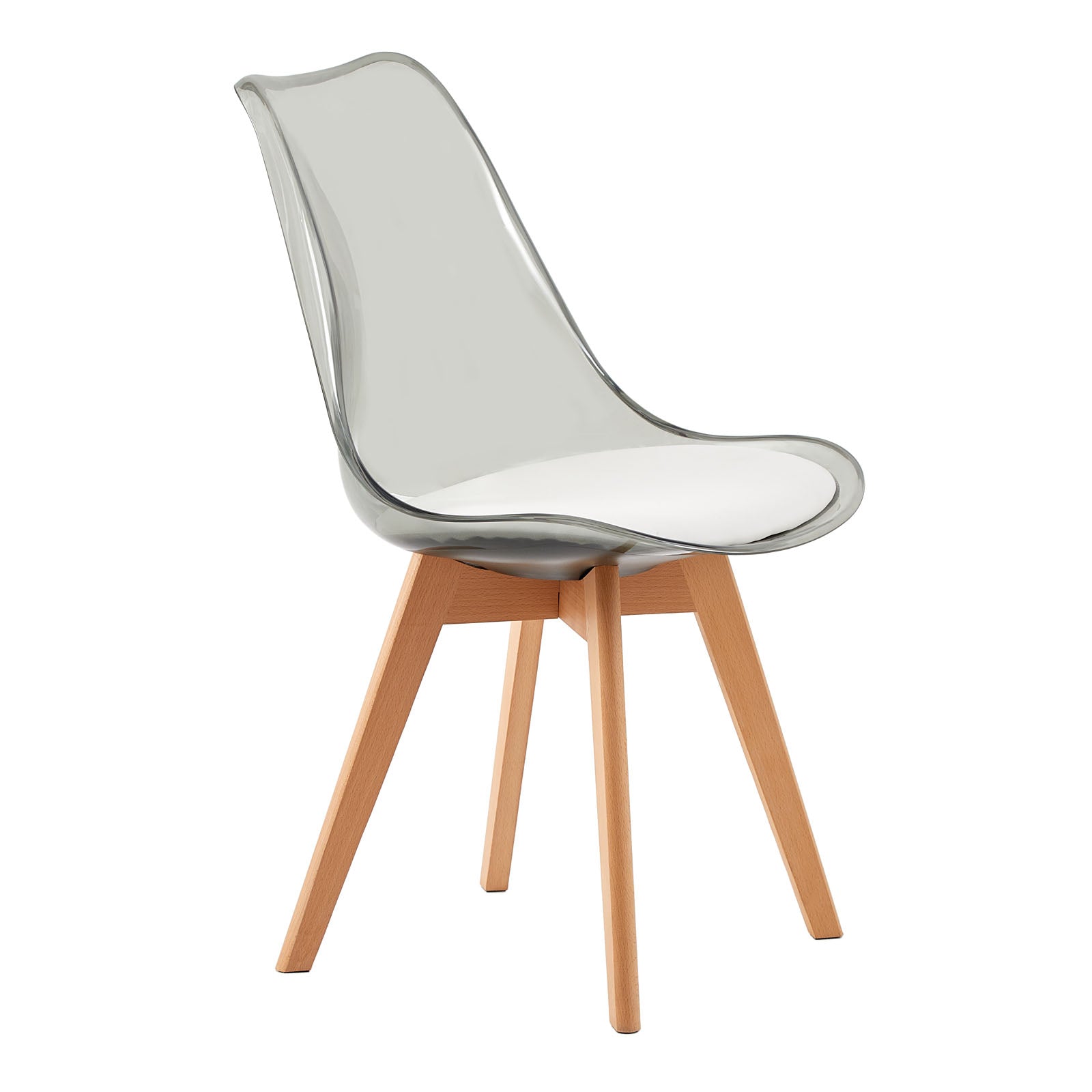 TULIP PC Dining Chairs with Beech Leg - Smoked Grey