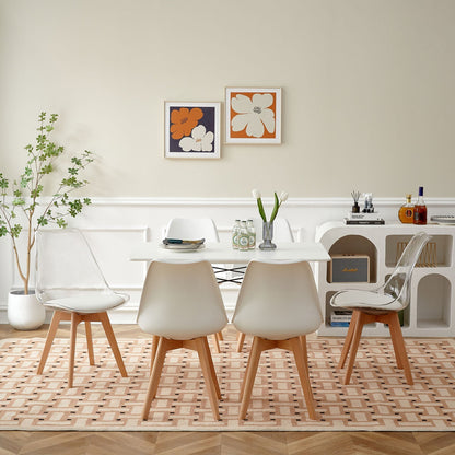 TULIP PP Dining Chairs with Beech Legs Scandinavian design Upholstered Chairs - White and Transparent