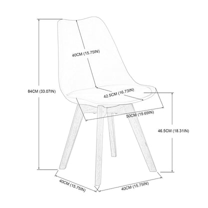 TULIP PP Dining Chairs with Beech Legs Retro Design Kitchen Chairs - Black and Gray